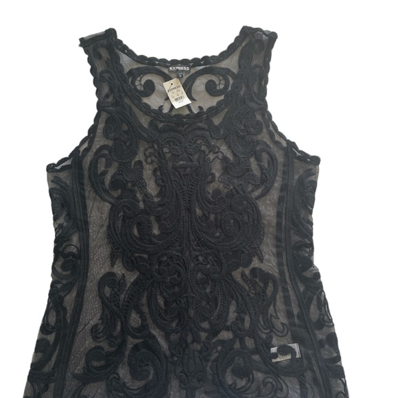 EXPRESS sheer Black lace top - Picture 3 of 5